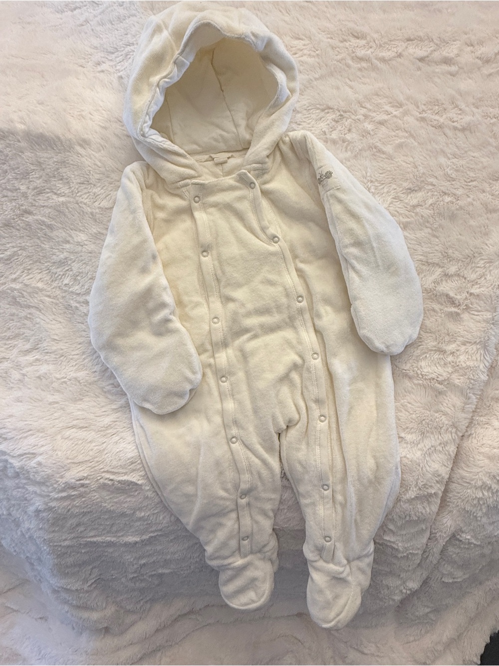 Burt's Bees White EUC Snowsuit Sz 0-3 mo. ORGANIC COTTON F